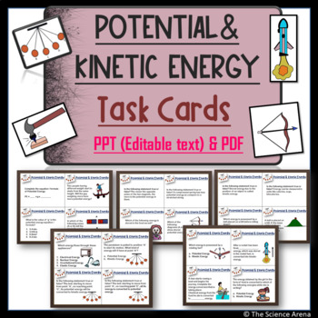 Preview of Potential and Kinetic Energy Task Cards in PPT (Editable Text) and PDF