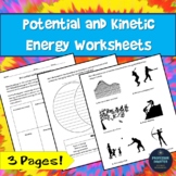 Potential Kinetic Energy Worksheets Examples NGSS MS-PS3 T