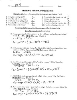 Answered: POTENTIAL & KINETIC ENERGIES WORKSHEET…