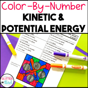 Preview of Potential and Kinetic Energy Worksheets Activities Color By Number