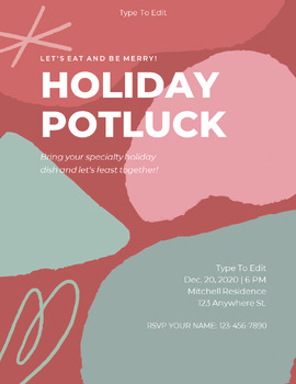 Preview of Potluck Event & Potluck Event Flyers(4) Fully Customize your Flyer Ready to Edit
