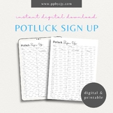Potluck Food Volunteer Sign Up Printable Template | Snack 