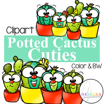 Preview of Potted Cactus Cuties Clipart {Cactus Clipart}