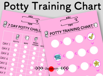 Potty Training Chart Pink Printable トイレトレーニング表 デジタルプリント ピンク By Japanery