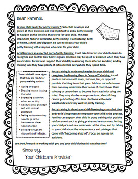 Potty Training Parent Letter by Miss Rayanna's Classroom  TpT