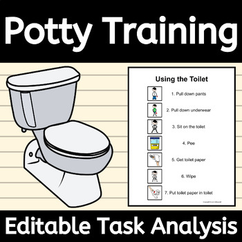 Preview of Potty Training Task Analysis Toilet Visuals and Data Sheet EDITABLE for ABA