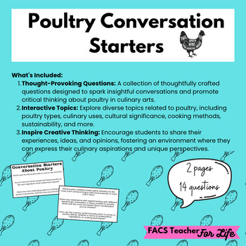 Preview of Poultry Conversation Starters - FACS, FCS, Cooking, High School,