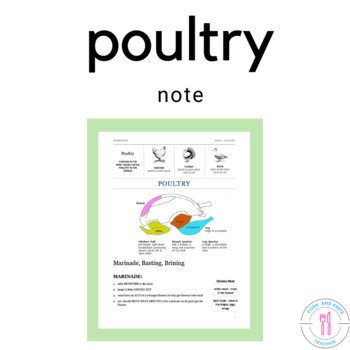 Preview of Poultry Note For The Culinary High School And FCS Classroom