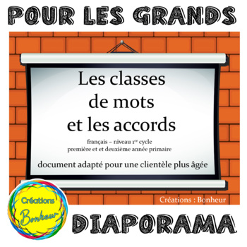 Preview of Pour les GRANDS Les classes de mots et les accords