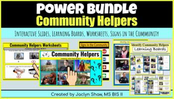 Preview of "Community Helpers and Signs"_ 150 + BUNDLE OF SLIDES, WORKSHEETS, AND BOARDS