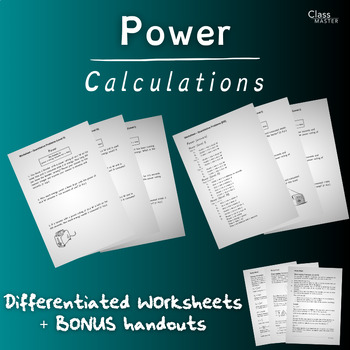 Preview of Power: Calculation Sheets | High School