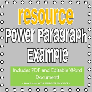 Preview of Power Paragraph Example Resource