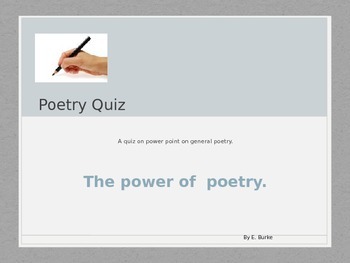 Preview of Power Point Poetry Quiz