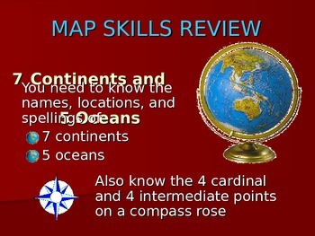 Preview of 7 Continents and 5 Oceans -Power Point And Study Guide Lesson - Key Included