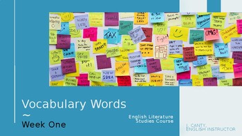 Preview of Power Point slides of 24 new vocabulary words, SAT level practice