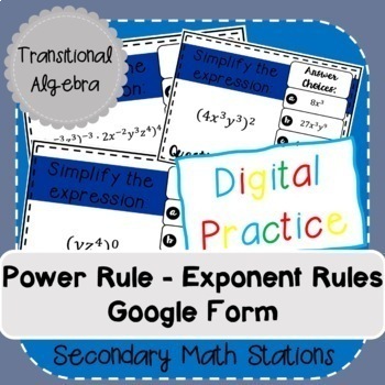 Preview of Power Rule - Exponent Rules Google Form (Digital)