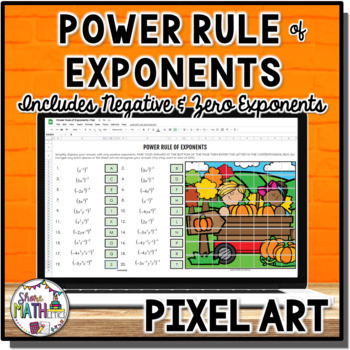 Preview of Power Rule of Exponents w/ Negative Zero Exponents Fall Autumn Pixel Art