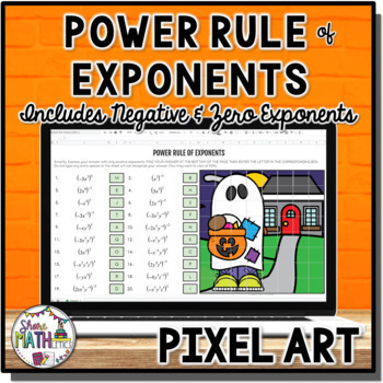 Preview of Power Rule of Exponents w/ Negative Zero Exponents Halloween Puzzle Pixel Art