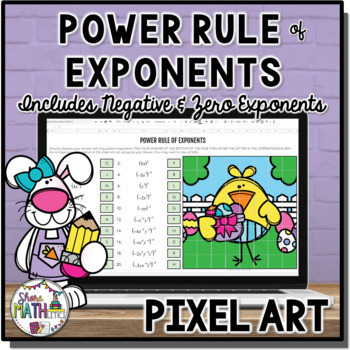 Preview of Power Rule of Exponents w/ Negative Zero Exponents Spring Easter Pixel Art