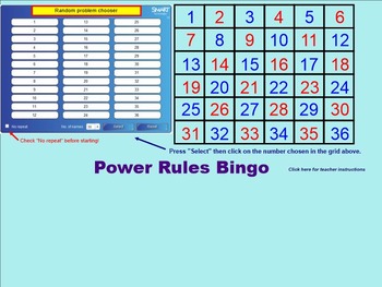 Preview of 8.EE.A.1 Power Rules Smartboard Bingo