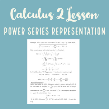 Preview of Power Series Representations Lesson - Integral Calculus Lecture