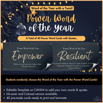 Preview of Power Word of the Year Cards | One Word Resolution | New Years 2024
