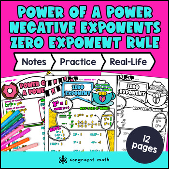 Preview of Power, Zero & Negative Exponent Rules Guided Notes | Laws of Exponents