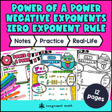 Power, Zero & Negative Exponent Rules Guided Notes | Laws 