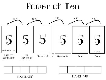 Preview of Power of Ten Place Value Game TEKS 3.2B and 4.2A