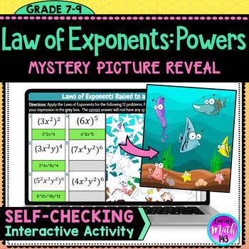 Preview of Power of a Product - Laws of Exponents Mystery Art Reveal