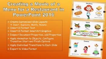 Preview of PowerPoint 2016  - Creating a Movie of a Menu for a Restaurant