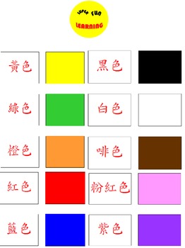 Preview of PowerPoint - Chinese Color words flashcards (with Sound - Cantonese)