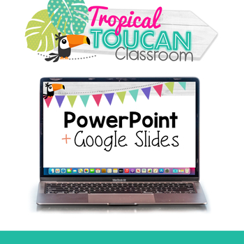 Preview of PowerPoint + Google Slides Digital Headers  {Tropical Toucan Clipart + Decor}
