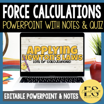 Preview of PowerPoint,Guided Notes,Quiz - Force Calculations & Newton's 2nd Law for Physics