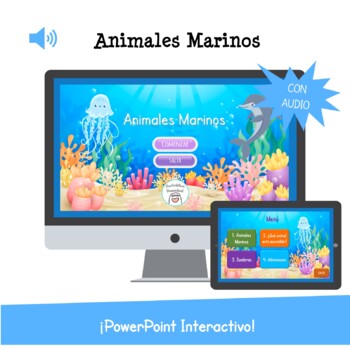 Preview of PowerPoint Interactivo Animales Marinos en Español | Ocean Animals in Spanish