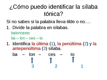 PowerPoint: La silaba tonica / Finding the stressed syllable by Marie R.