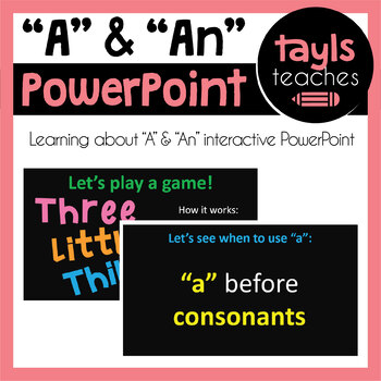 Preview of PowerPoint PURCHASE! "A" and "An" - Distance Learning