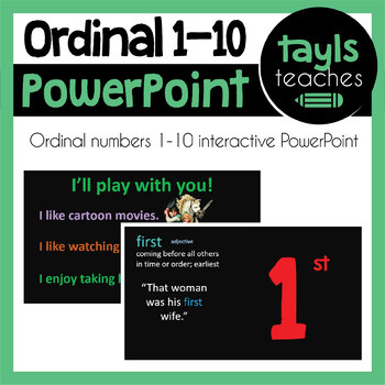 Preview of PowerPoint PURCHASE! Learning About Ordinal Numbers 1-10 - Distance Learning