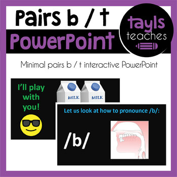 Preview of PowerPoint PURCHASE! Minimal Pairs "b / t" - Distance Learning