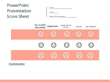 Preview of PowerPoint Presentation Score Sheet