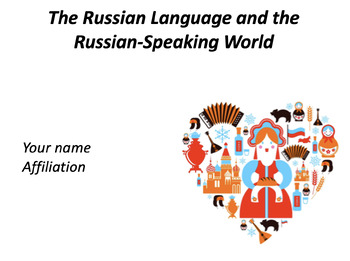 Preview of PowerPoint Presentation 'The Russian Language and the Russian-Speaking World'