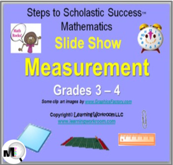 Preview of Measurement Slide Show for Grades 3-4, Perimeter, Area, Volume, Weight, Etc.