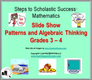 Preview of Patterns and Algebraic Thinking Math Slide Show for Grades 3 and 4