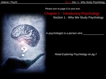 Preview of PowerPoint Slides for Understading Psychology (Glencoe) Ch. 1-Sec. 1