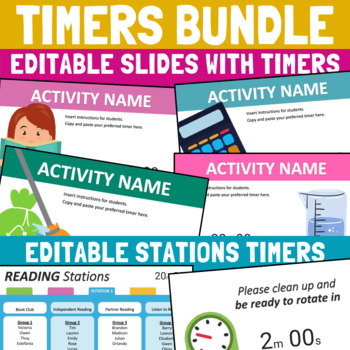 Preview of Timers Templates for PowerPoint - Class Activities and Station Rotations Bundle