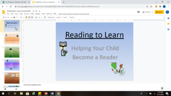 Preview of PowerPoint for literacy night or meet the teacher through zoom for parents
