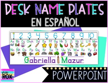 Preview of Editable Desk Name Plates with Spanish Initial Sounds