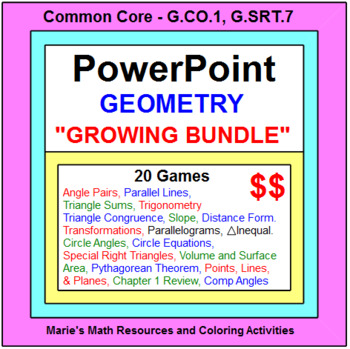 Preview of POWERPOINT GEOMETRY GAMES "GROWING" BUNDLE # 4 (Includes 20 Powerpoint Games)