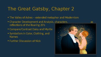 Preview of Powerpoint Lecture/Discussion, The Great Gatsby, chapter 2