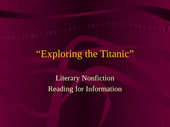 Preview of Powerpoint Presentation for "Exploring the Titanic"